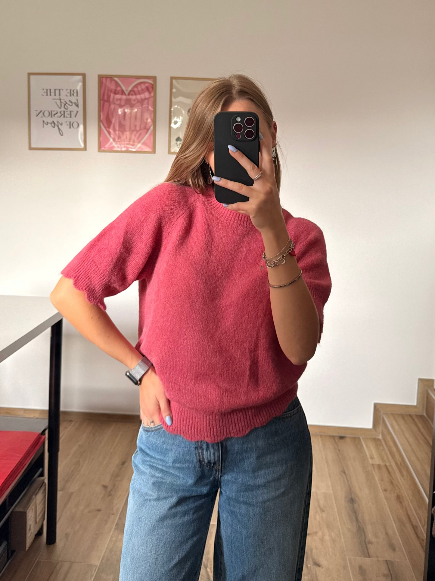 Pull sans manches vieux rose