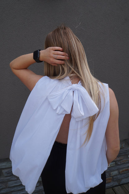 Blouse à noeud Moa - Blanche