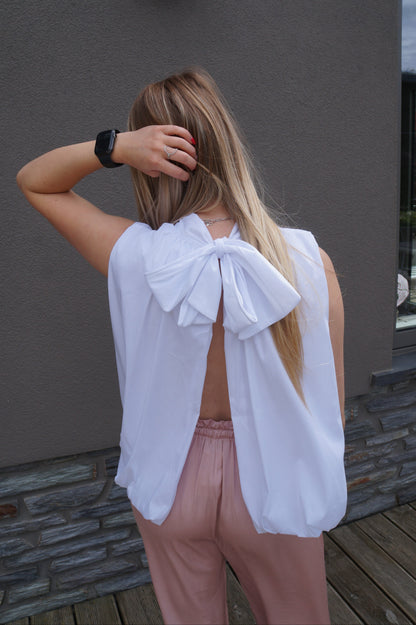 Blouse à noeud Moa - Blanche