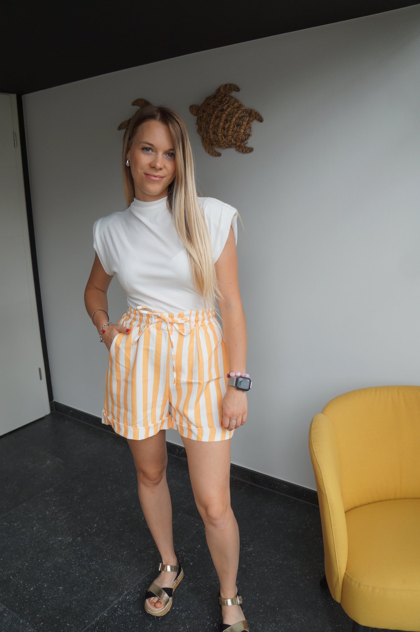 Short à rayures Mara - Jaune