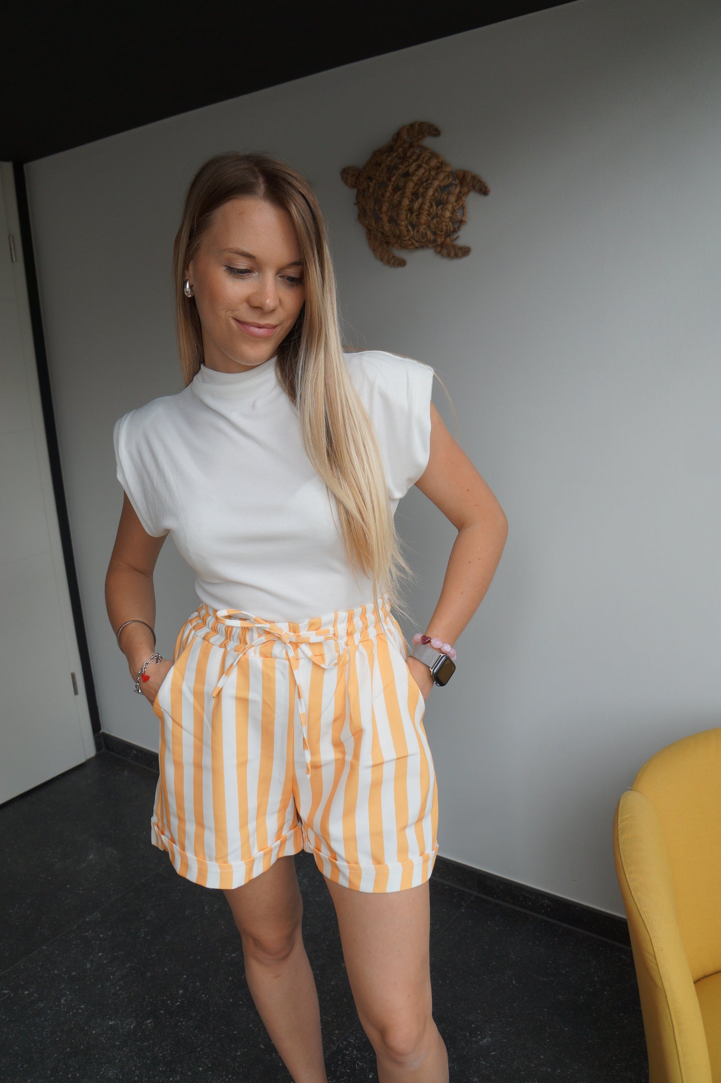 Short à rayures Mara - Jaune