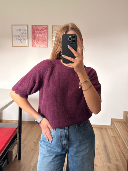 Pull sans manches prune 