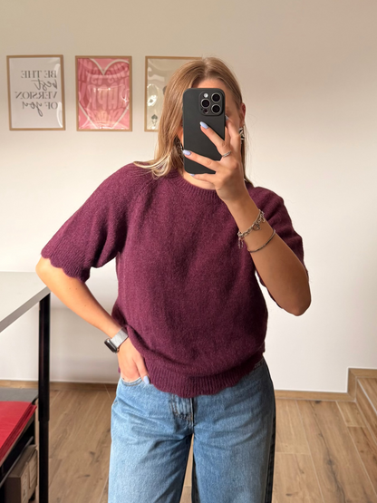 Pull sans manches prune 