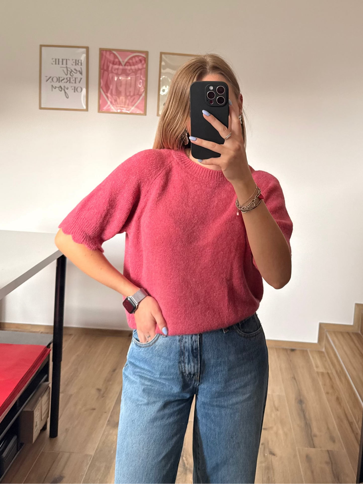 Pull sans manches vieux rose 