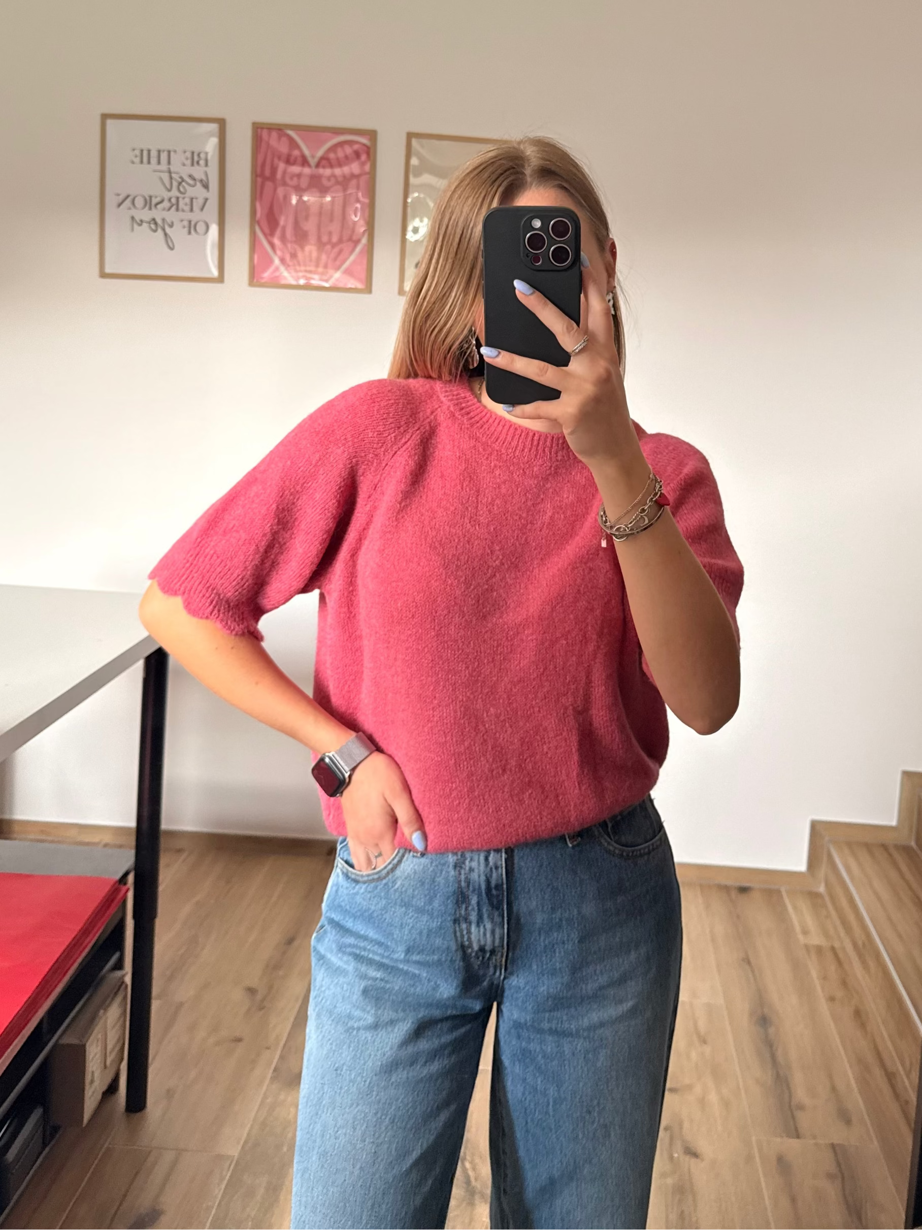Pull sans manches vieux rose 