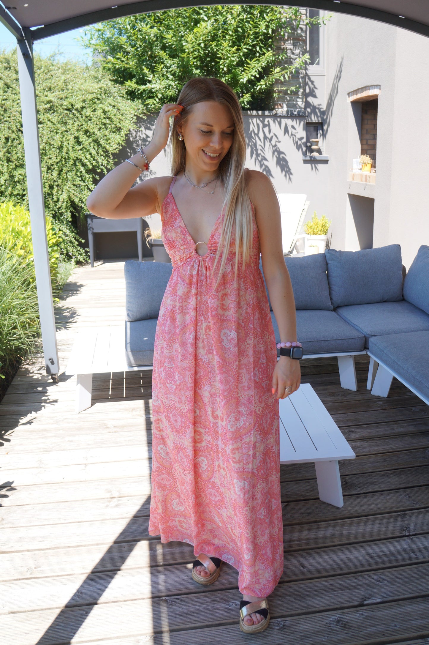 Robe longue Maria - Rose