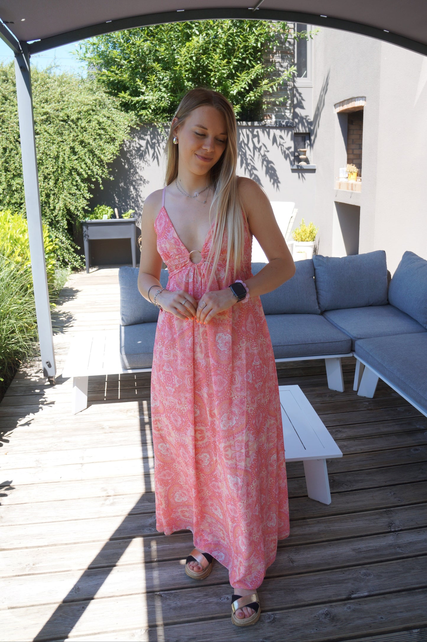 Robe longue Maria - Rose