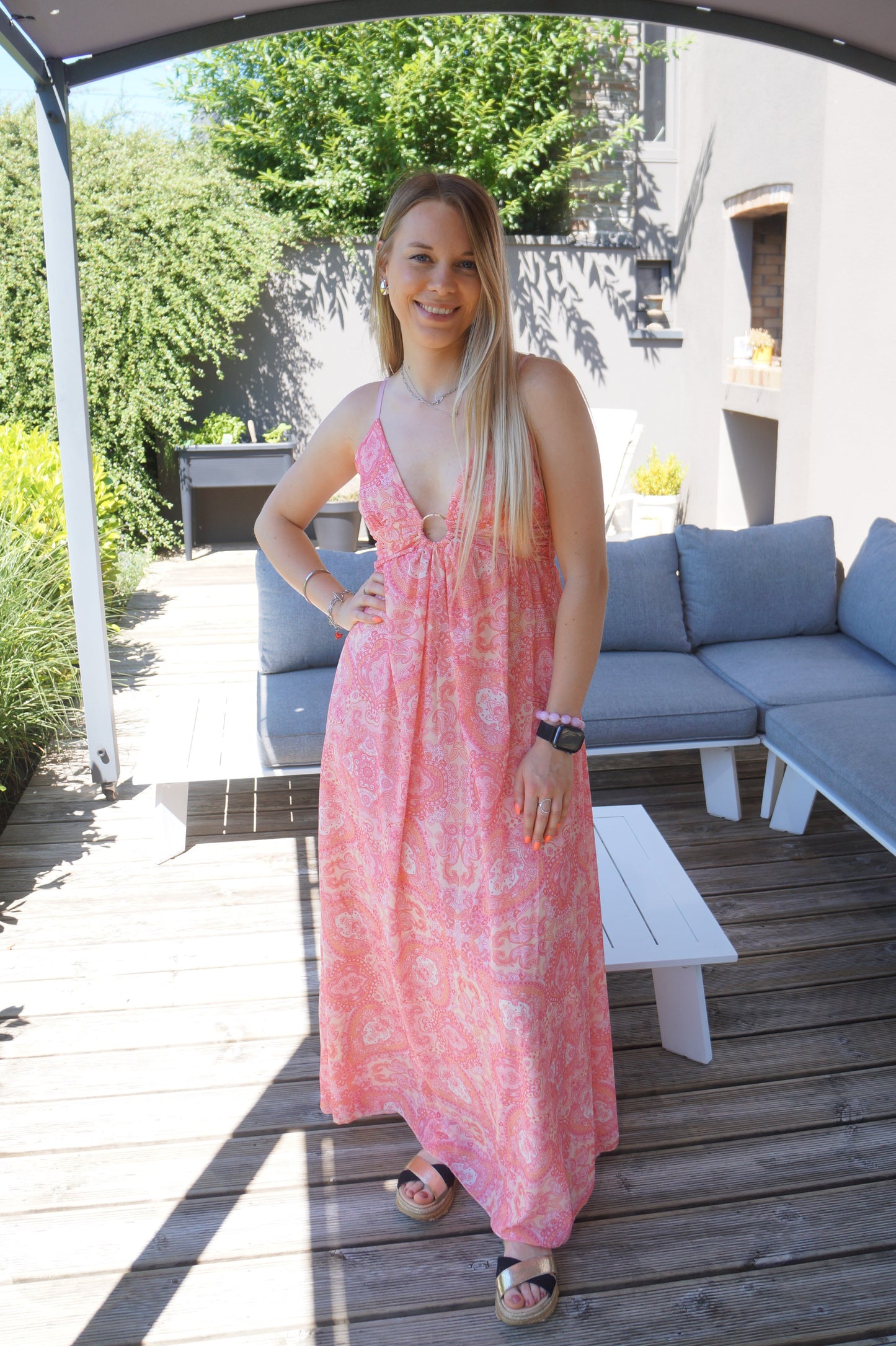 Robe longue Maria - Rose