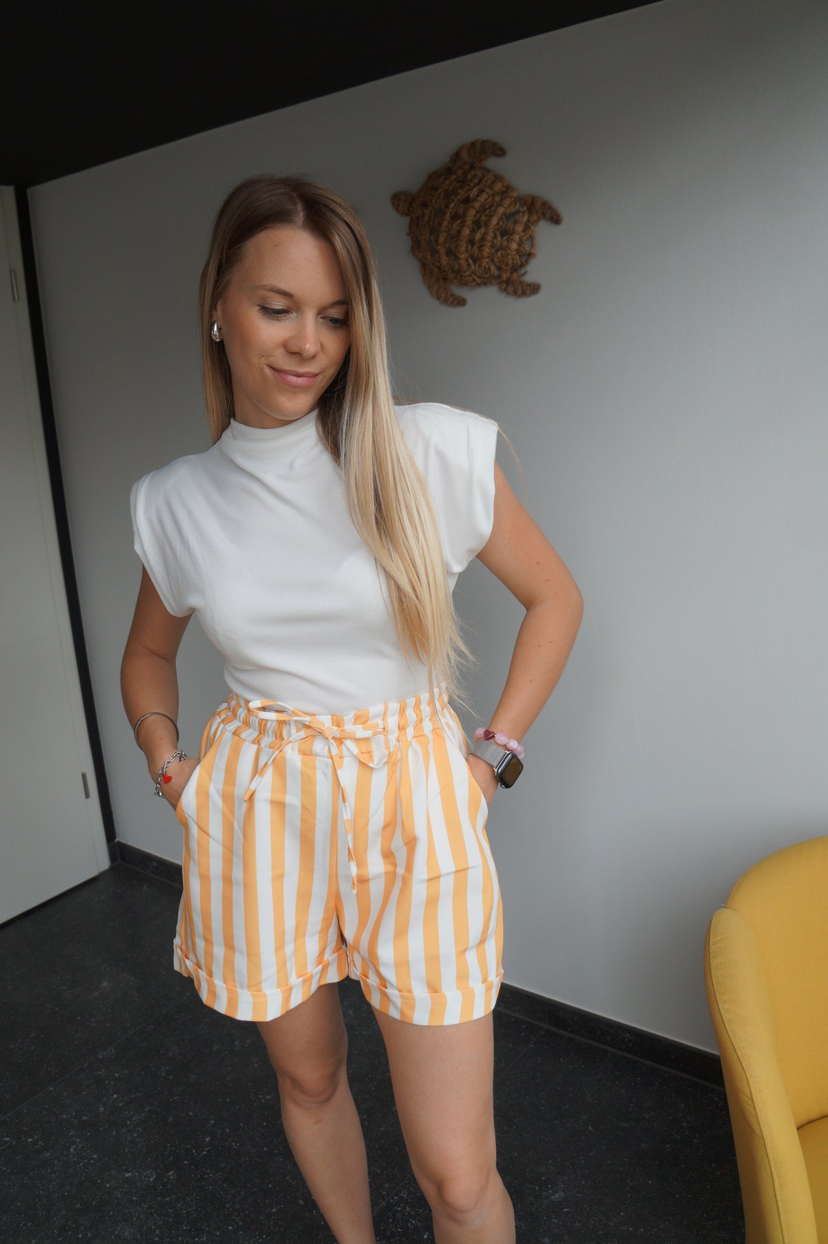 Short à rayures Mara - Jaune