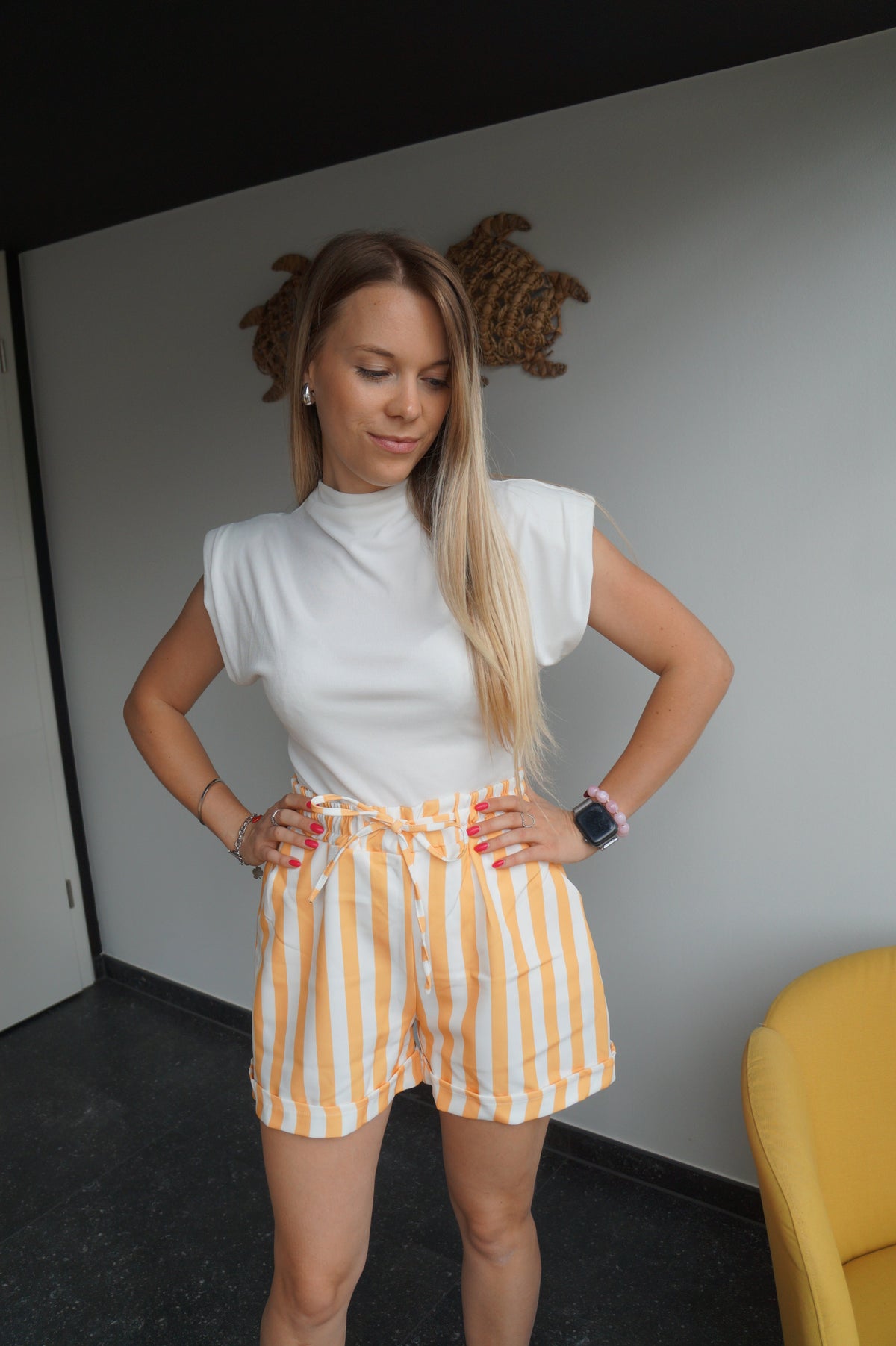 Short à rayures Mara - Jaune