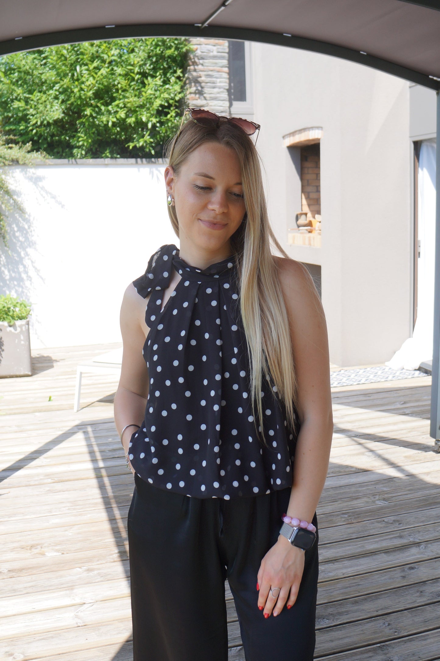 Top à pois Jeanne - Noir