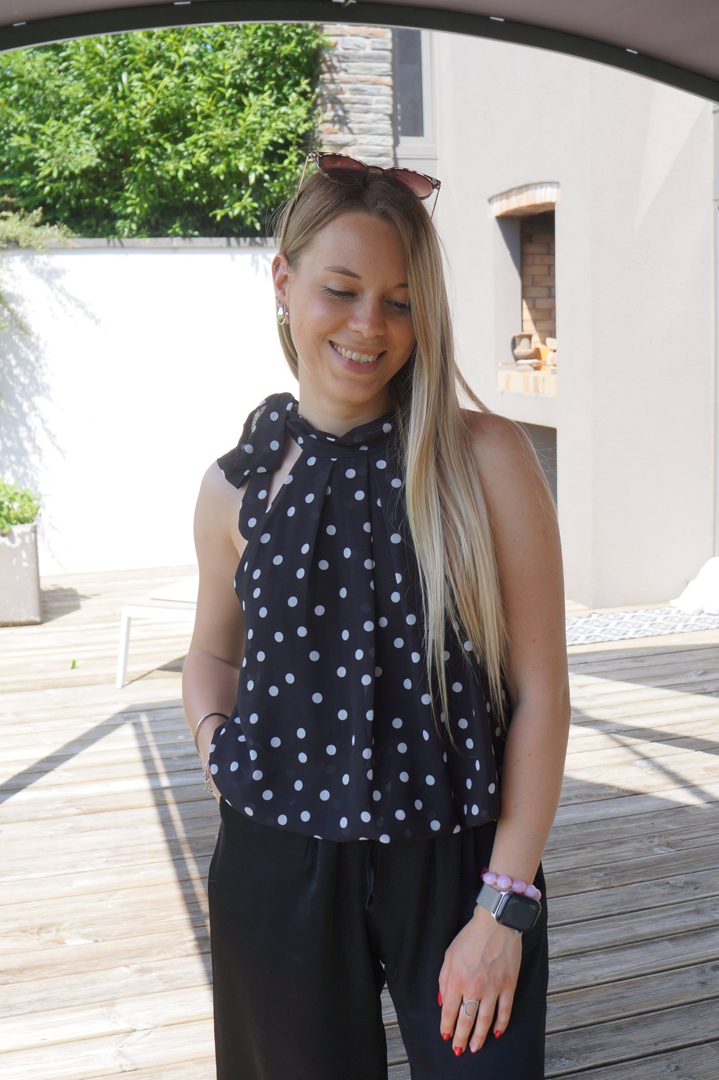 Top à pois Jeanne - Noir