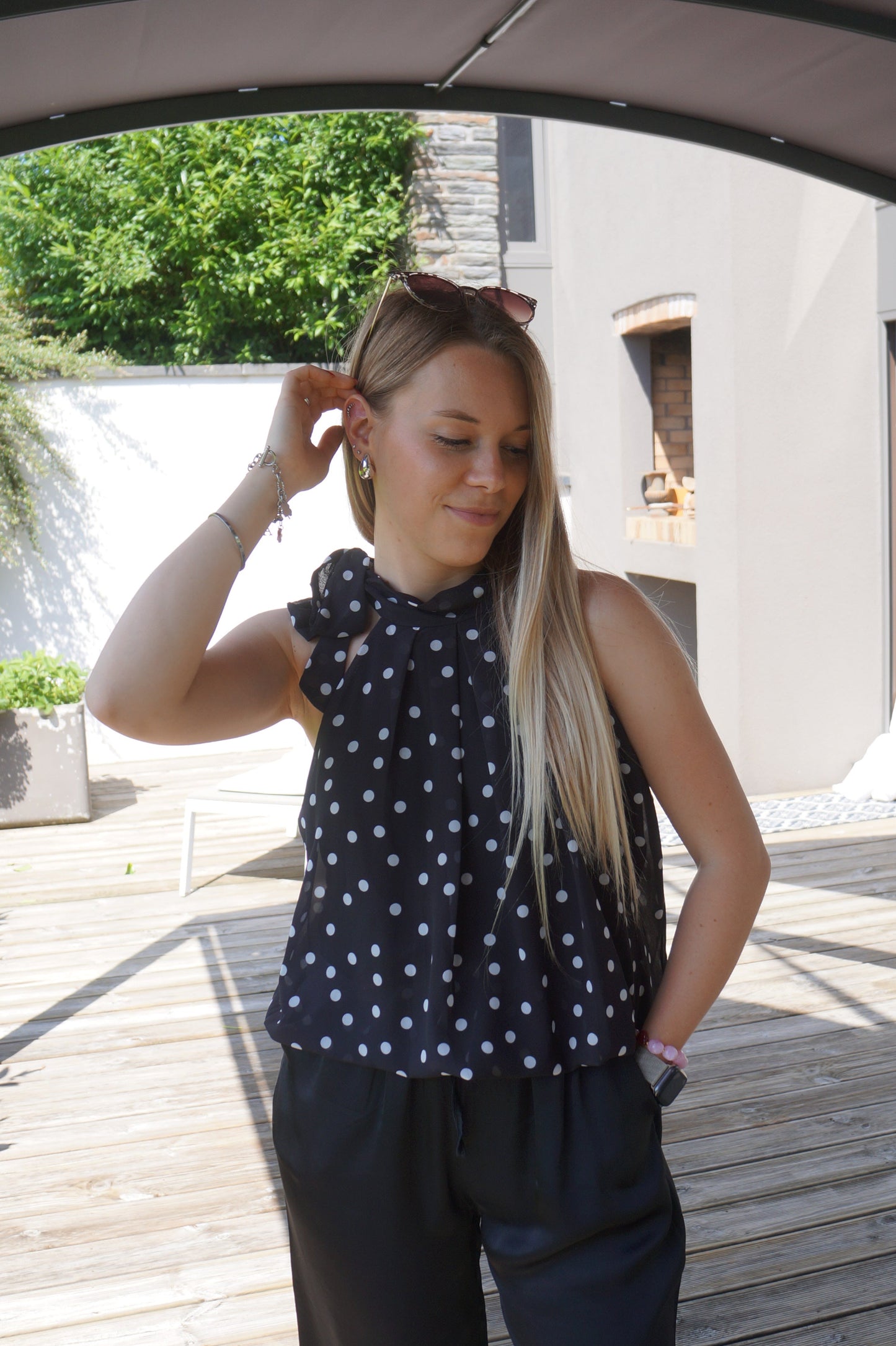 Top à pois Jeanne - Noir