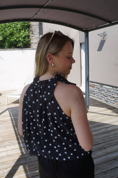 Top à pois Jeanne - Noir