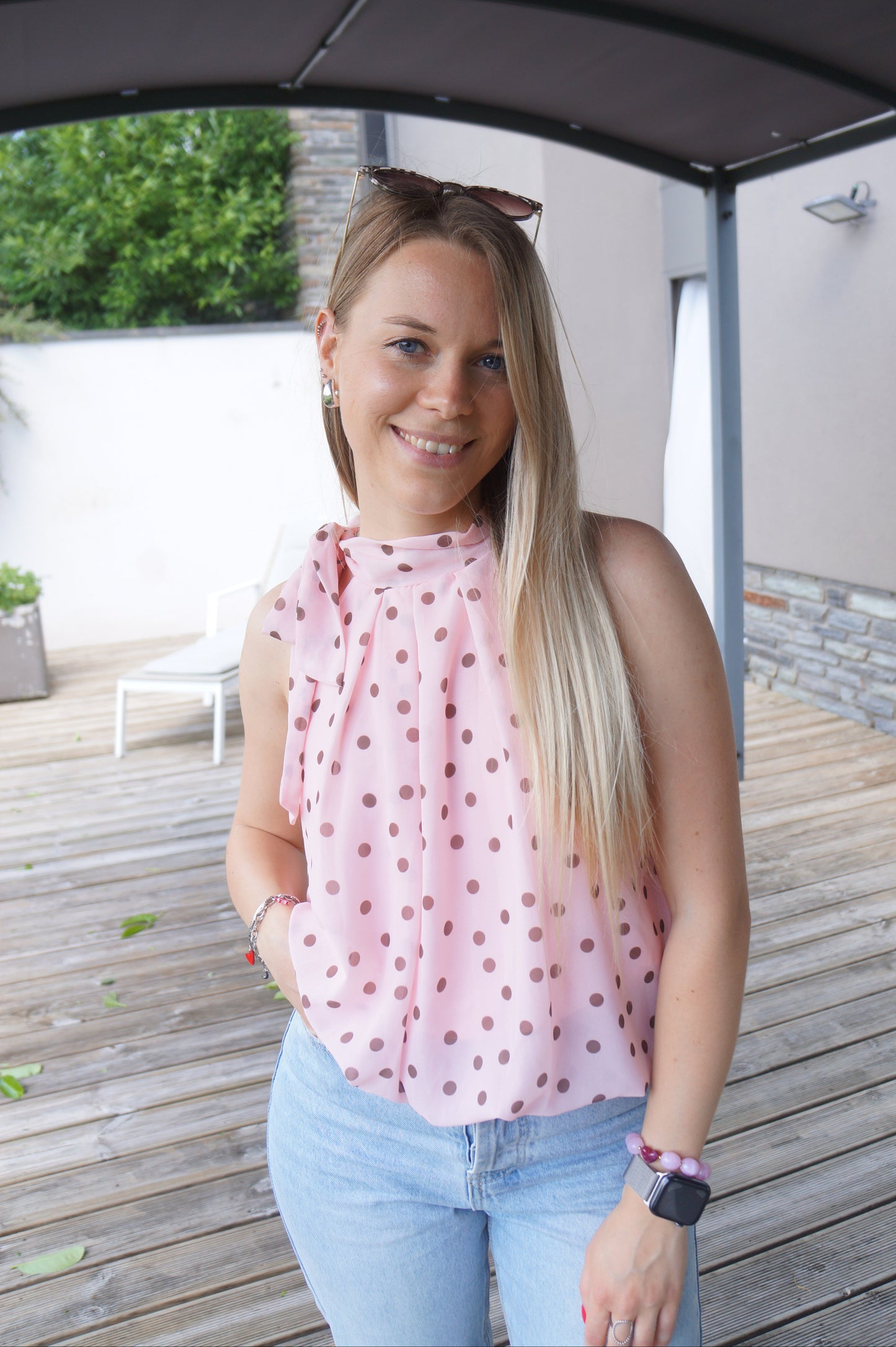 Top à pois Jeanne - Rose