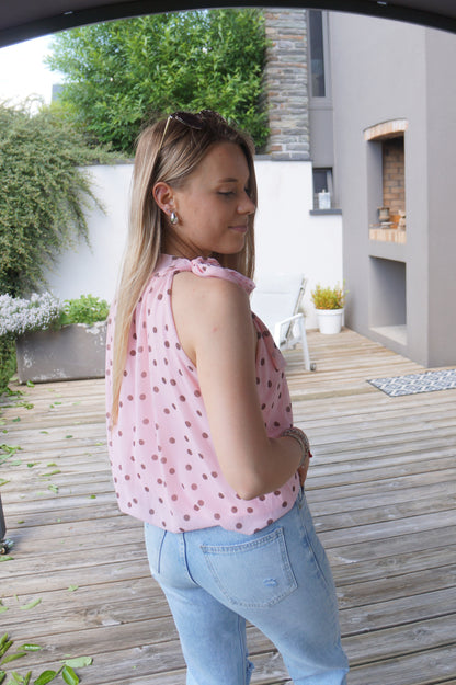 Top à pois Jeanne - Rose