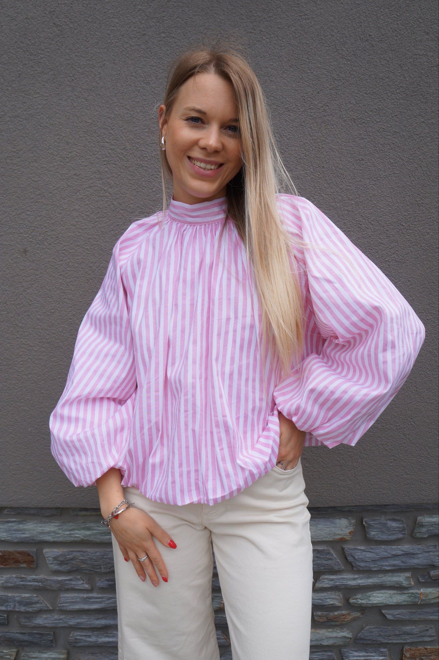 Blouse à noeud Moa - Rayée