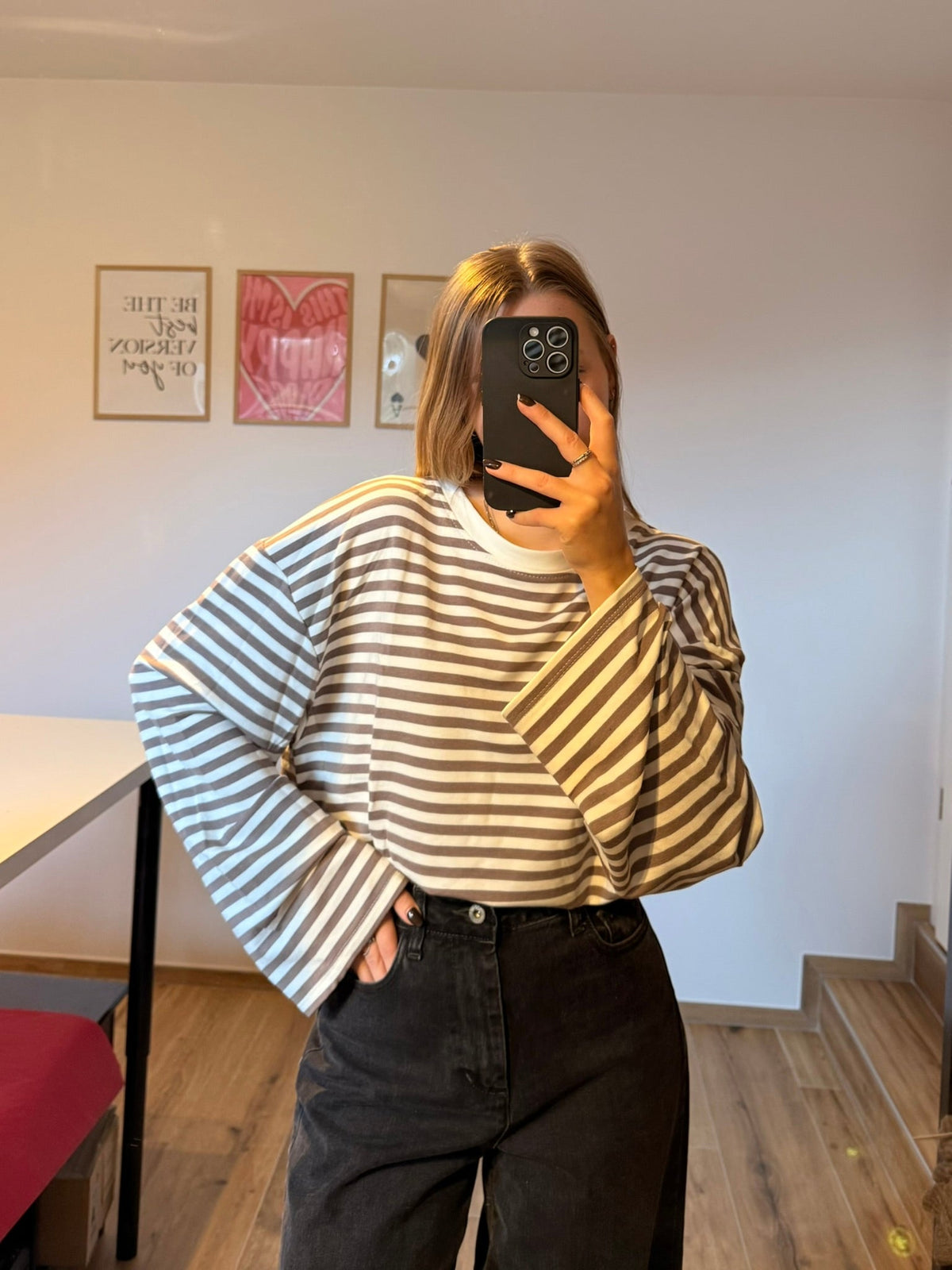 t-shirt rayures ecru beige (